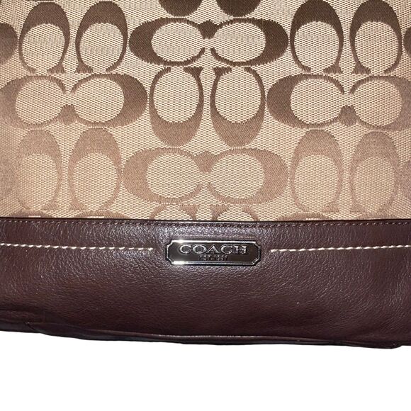 Coach Tan and Deep Brown Leather Signature Carrie Tote - Picture 2 of 13